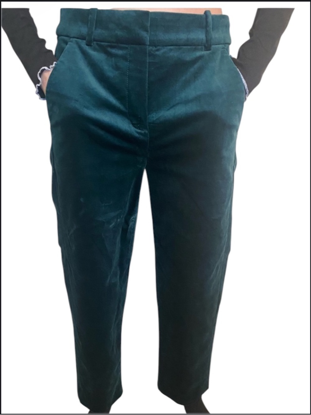 J. Crew women’s Kallie Velvet Pants in Deep emerald size 2 petite nwt